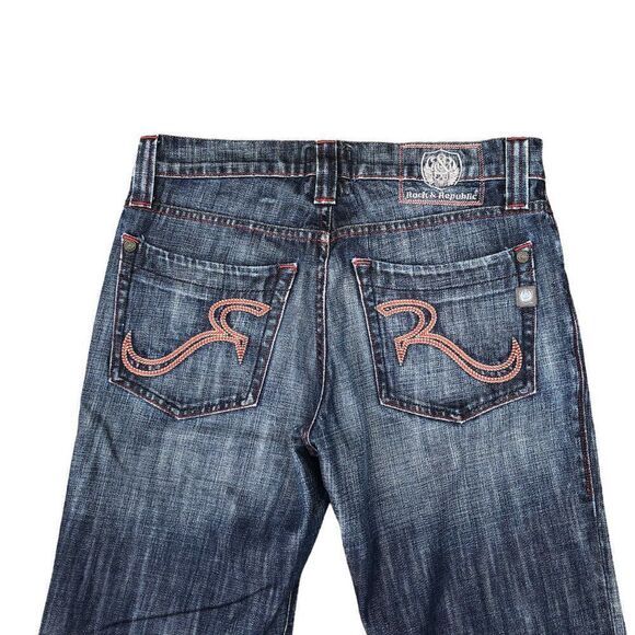 Rock & Republic Embroidered Jeans Size 31 FLOYD BLue - Picture 2 of 10